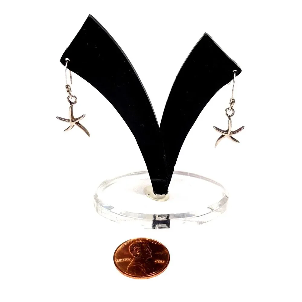 Sterling Silver Starfish Earrings 925 Pierced Dangle 1.5gr Beach Coastal Mermaid